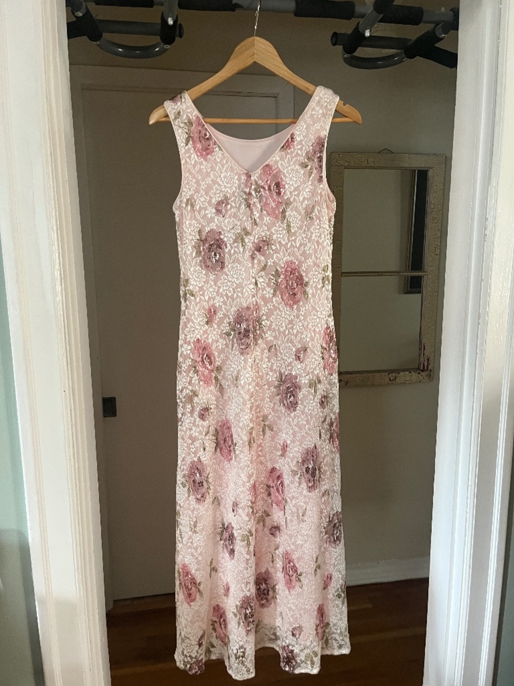 Vintage Connected Apparel Pink Dress Lace over Lining Sleeveless Dress - M
